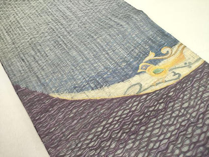 平和屋着物▽太鼓柄袋帯　スリーシーズン　春夏秋　すくい織　鳥文　金糸　正絹　逸品　DABE1376op