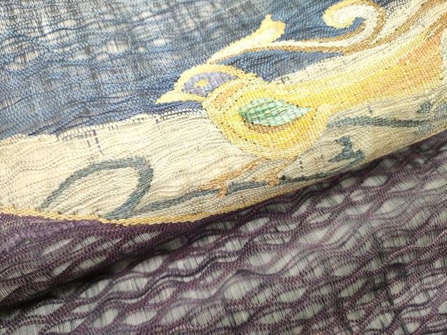 平和屋着物▽太鼓柄袋帯　スリーシーズン　春夏秋　すくい織　鳥文　金糸　正絹　逸品　DABE1376op 平和屋着物▽太鼓柄袋帯 スリーシーズン 春夏秋 すくい織 鳥文