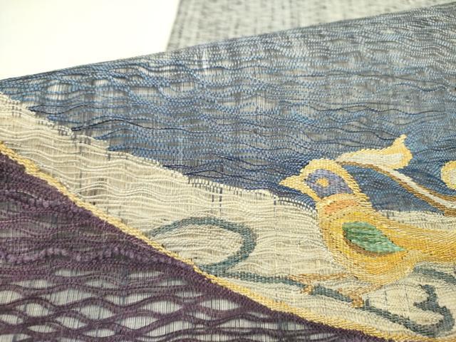 平和屋着物▽太鼓柄袋帯　スリーシーズン　春夏秋　すくい織　鳥文　金糸　正絹　逸品　DABE1376op 平和屋着物▽太鼓柄袋帯 スリーシーズン 春夏秋 すくい織 鳥文