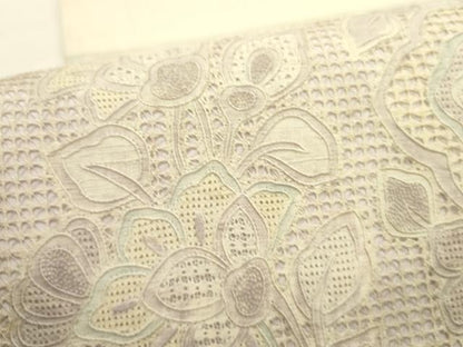 平和屋着物●中国三大刺繍　スワトウ刺繍　汕頭刺繍　総刺繍　太鼓柄袋帯　紬地　更紗花文　正絹　逸品　DABE1378op