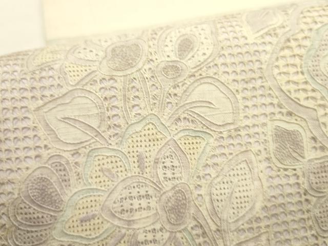 平和屋着物●中国三大刺繍　スワトウ刺繍　汕頭刺繍　総刺繍　太鼓柄袋帯　紬地　更紗花文　正絹　逸品　DABE1378op