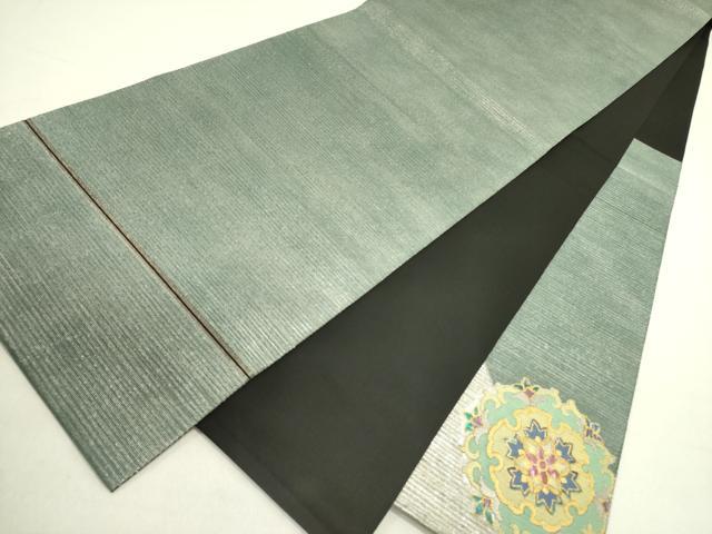 平和屋着物●西陣　川島織物　プラチナ　太鼓柄袋帯　螺鈿箔　正倉院花文　金銀彩　正絹　逸品　DABE1379op