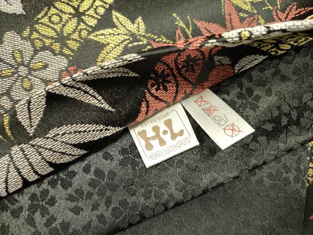 平和屋着物●H・L（アッシュエル）　HENRI-LUC CHAPUIS　全通柄袋帯　天井花文　黒地　未使用　DABE1382op