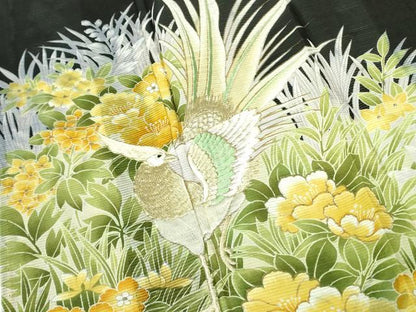 平和屋着物＊夏物 黒留袖 絽 刺繍 尾長鳥花文 金彩 洗える着物 DABE1384op