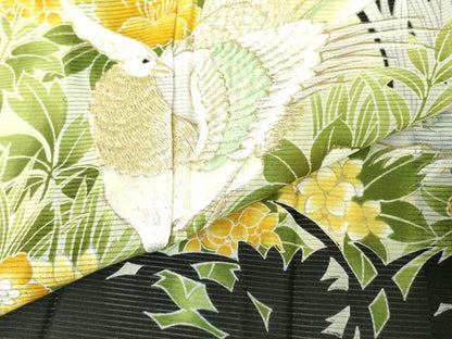 平和屋着物＊夏物 黒留袖 絽 刺繍 尾長鳥花文 金彩 洗える着物 DABE1384op