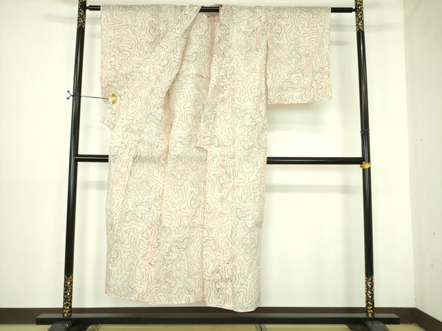 平和屋着物＊夏物 本場小千谷ちぢみ 抽象文様 麻 逸品 DABE1393op