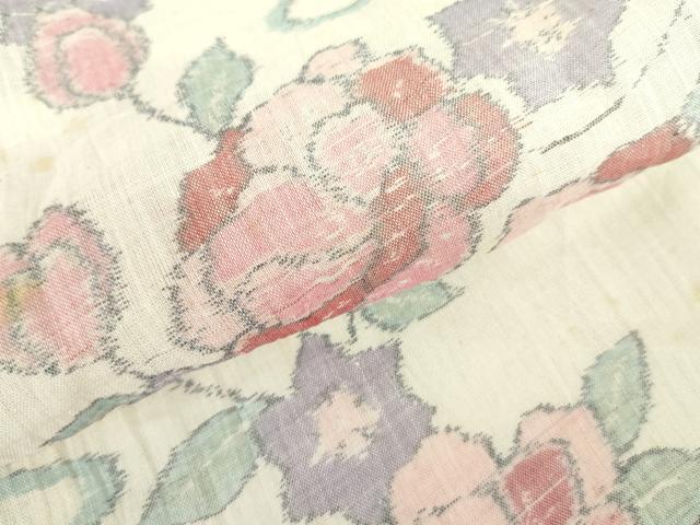 平和屋着物＊夏物　本場小千谷ちぢみ　草花　麻　逸品　DABE1396op