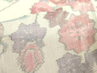 平和屋着物＊夏物　本場小千谷ちぢみ　草花　麻　逸品　DABE1396op