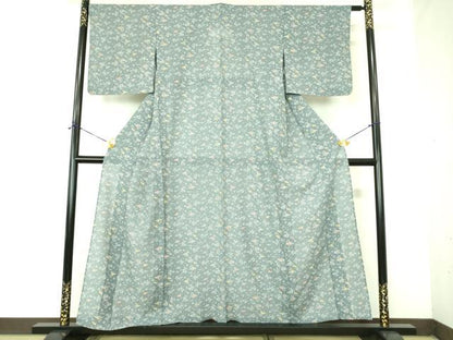平和屋着物＊夏物　小紋　絽　型染　花鳥文　正絹　逸品　DABE1397op