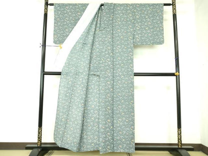 平和屋着物＊夏物　小紋　絽　型染　花鳥文　正絹　逸品　DABE1397op