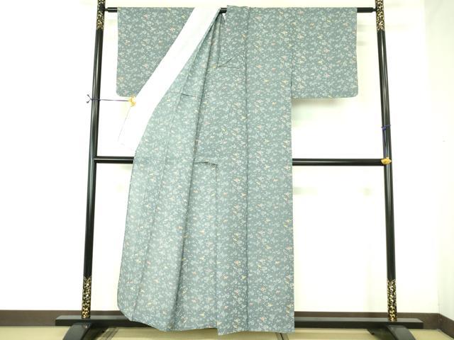平和屋着物＊夏物　小紋　絽　型染　花鳥文　正絹　逸品　DABE1397op
