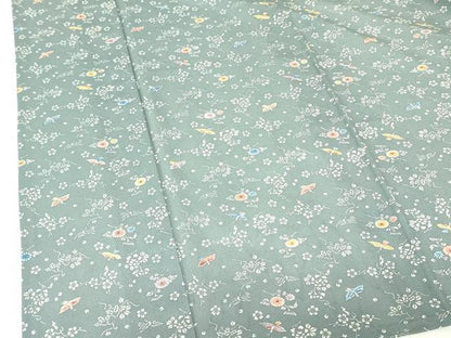 平和屋着物＊夏物　小紋　絽　型染　花鳥文　正絹　逸品　DABE1397op