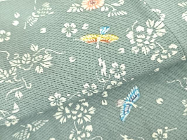 平和屋着物＊夏物　小紋　絽　型染　花鳥文　正絹　逸品　DABE1397op