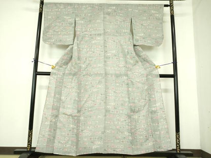 平和屋着物＊夏物 本場小千谷ちぢみ 横段抽象文 麻 逸品 DABE1398op