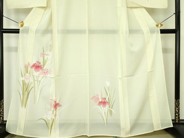 平和屋着物＊夏物　訪問着　絽　刺繍　カキツバタ　杜若　銀彩　正絹　逸品　DABE1400op 平和屋着物＊夏物 訪問着 絽 刺繍 カキツバタ 杜若 銀彩 正絹 逸品