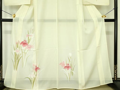 平和屋着物＊夏物 訪問着 絽 刺繍 カキツバタ 杜若 銀彩 正絹 逸品 DABE1400op