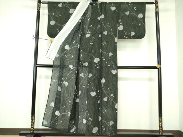 平和屋着物＊夏物 小紋 紗 草花 洗える着物 DABE1405op