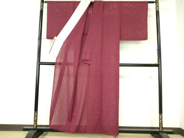 平和屋着物＊夏物 色無地 縦絽 麻の葉紋紗 葡萄茶色 正絹 逸品 未使用 DABE1408op