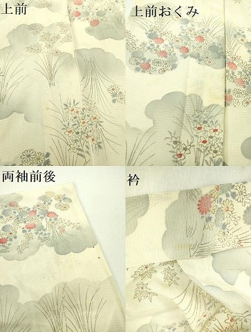 平和屋着物＊夏物 小紋 絽 雲取花文 正絹 逸品 DABE1410op