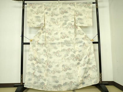 平和屋着物＊夏物 小紋 絽 雲取花文 正絹 逸品 DABE1410op