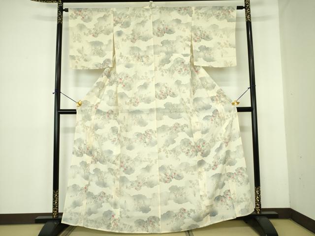 平和屋着物＊夏物 小紋 絽 雲取花文 正絹 逸品 DABE1410op