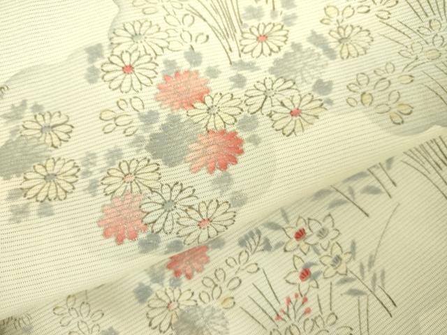 平和屋着物＊夏物 小紋 絽 雲取花文 正絹 逸品 DABE1410op