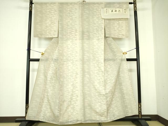 平和屋着物＊夏物 本塩沢 夏塩沢 伝統工芸士 西川治郎 粋渋庵 風景文 証紙付き 正絹 逸品 DABE1411op