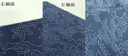 平和屋着物＊夏物 本藍 型絵染 小紋 絽 草花文 正絹 逸品 DABE1412op