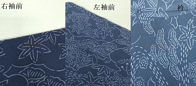 平和屋着物＊夏物 本藍 型絵染 小紋 絽 草花文 正絹 逸品 DABE1412op