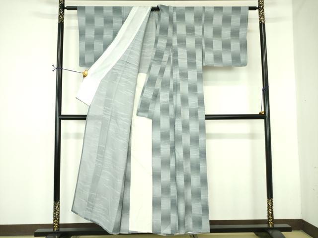 平和屋着物＊夏物 小紋 紗 間道 洗える着物 DABE1414op