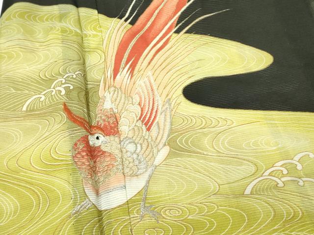 平和屋着物＊夏物 黒留袖 絽 尾長鳥 金彩 洗える着物 DABE1415op