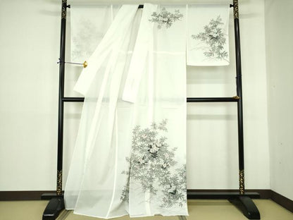 平和屋着物＊夏物 訪問着 絽 草花 金彩 洗える着物 未使用 DABE1416op