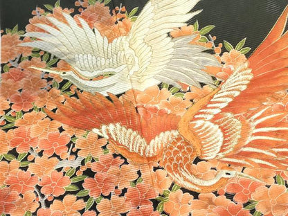 平和屋着物＊夏物 黒留袖 絽 刺繍 飛鶴花文 金糸 洗える着物 DABE1418op
