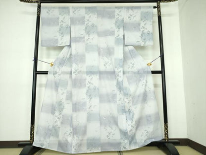 平和屋着物＊夏物 小紋 絽 舞蝶草葉文 暈し染め さんび謹製 洗える着物 DABE1420op