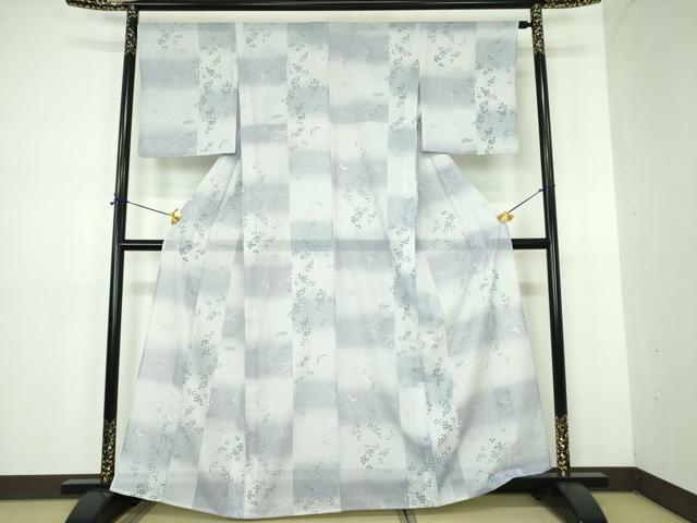平和屋着物＊夏物 小紋 絽 舞蝶草葉文 暈し染め さんび謹製 洗える着物 DABE1420op