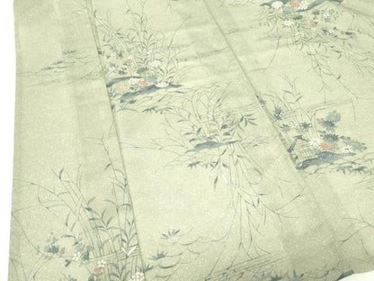 平和屋着物＊夏物 小紋 絽 風景花文 洗える着物 DABE1423op