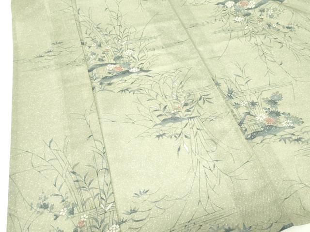 平和屋着物＊夏物 小紋 絽 風景花文 洗える着物 DABE1423op