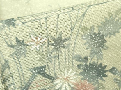 平和屋着物＊夏物 小紋 絽 風景花文 洗える着物 DABE1423op