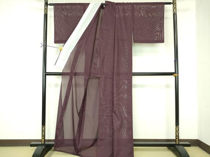 平和屋着物＊夏物 色無地 絽 似せ紫色 洗える着物 未使用 DABE1424op