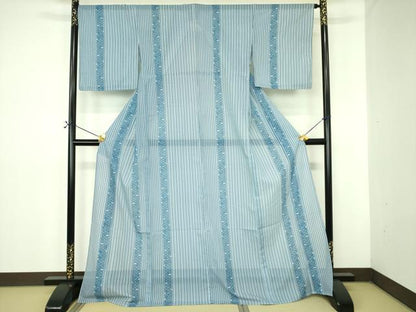 平和屋着物＊夏物 小紋 絽 扇間道 ロング丈 洗える着物 未使用 DABE1425op