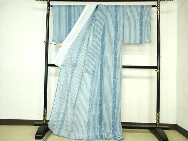 平和屋着物＊夏物 小紋 絽 扇間道 ロング丈 洗える着物 未使用 DABE1425op
