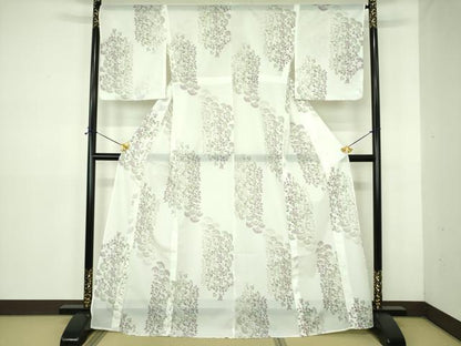 平和屋着物＊夏物 小紋 絽 草花 洗える着物 DABE1427op