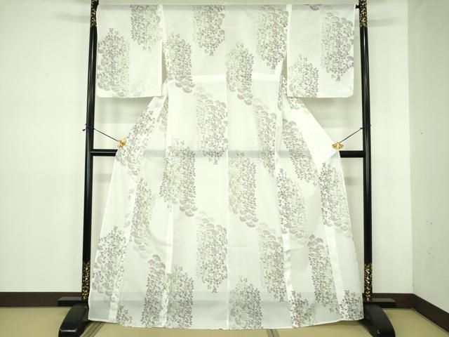 平和屋着物＊夏物 小紋 絽 草花 洗える着物 DABE1427op