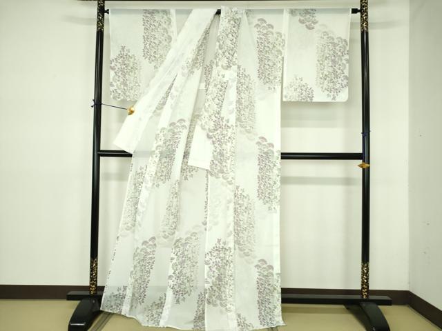 平和屋着物＊夏物 小紋 絽 草花 洗える着物 DABE1427op