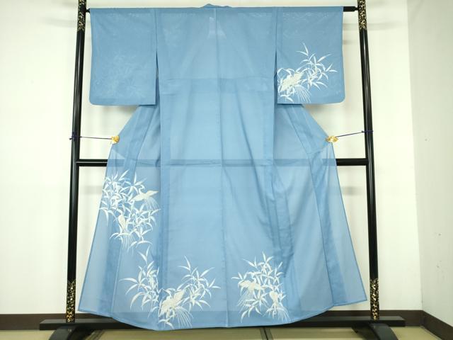 平和屋着物＊夏物 訪問着 絽 白鷺 シラサギ 金彩 洗える着物 DABE1429op