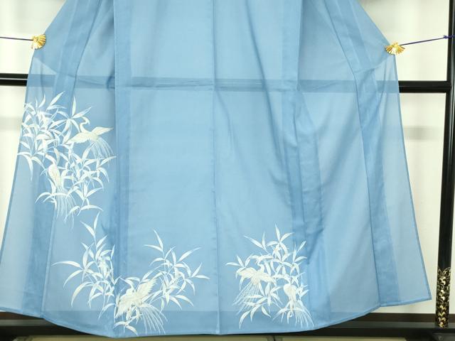 平和屋着物＊夏物 訪問着 絽 白鷺 シラサギ 金彩 洗える着物 DABE1429op