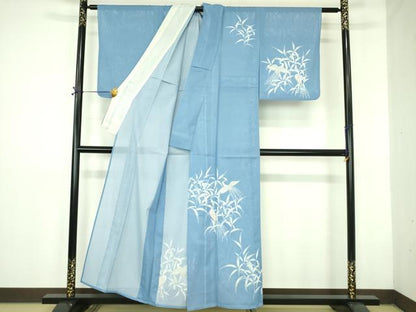 平和屋着物＊夏物 訪問着 絽 白鷺 シラサギ 金彩 洗える着物 DABE1429op