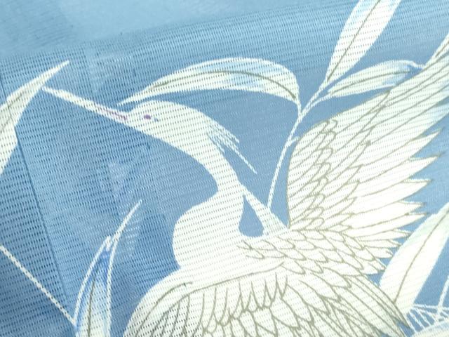 平和屋着物＊夏物 訪問着 絽 白鷺 シラサギ 金彩 洗える着物 DABE1429op