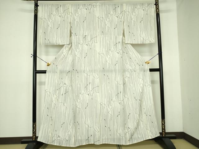 平和屋着物＊夏物 小紋 縦絽 魚 正絹 逸品 DABE1430op
