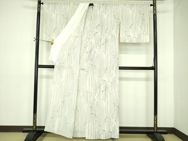 平和屋着物＊夏物 小紋 縦絽 魚 正絹 逸品 DABE1430op